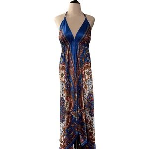 Tropical backless knot tie maxi dress